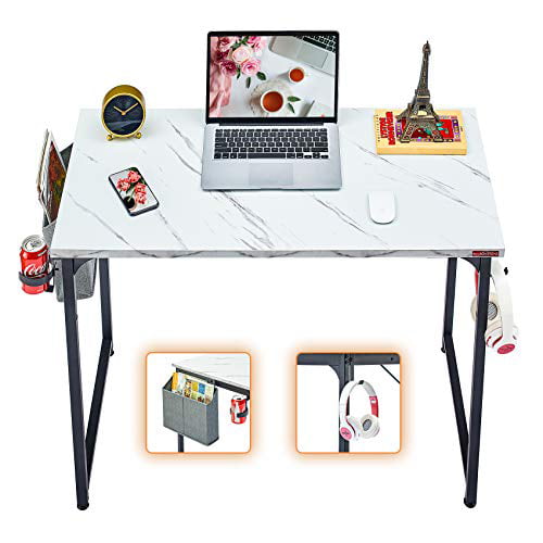 Vintage Laptop Table with Storage Bag Mr IRONSTONE Computer Desk 39 Home Office Small Computer Desk Writing Desk Cup Holder and Headphone Hook 